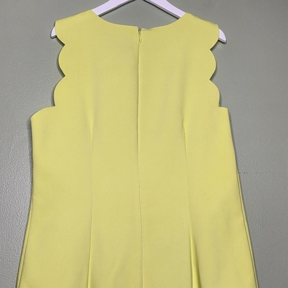 J Crew Sleeveless Scalloped Shift Dress Neon Yellow Green Preppy‎ Summer 10 - Picture 4 of 8